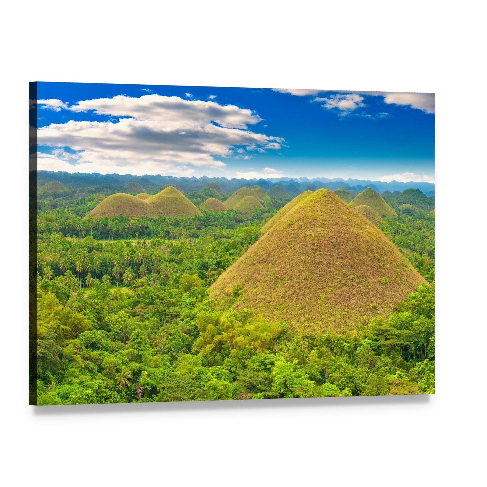 Chocolate Hills Landscape Photo Canvas Wall Art, single panel gallery wrapped canvas, angled product view