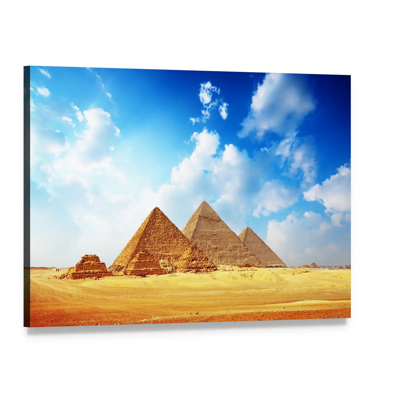 Pyramids on the Giza Plateau Canvas Wall Art, single panel gallery wrapped canvas, angled product view