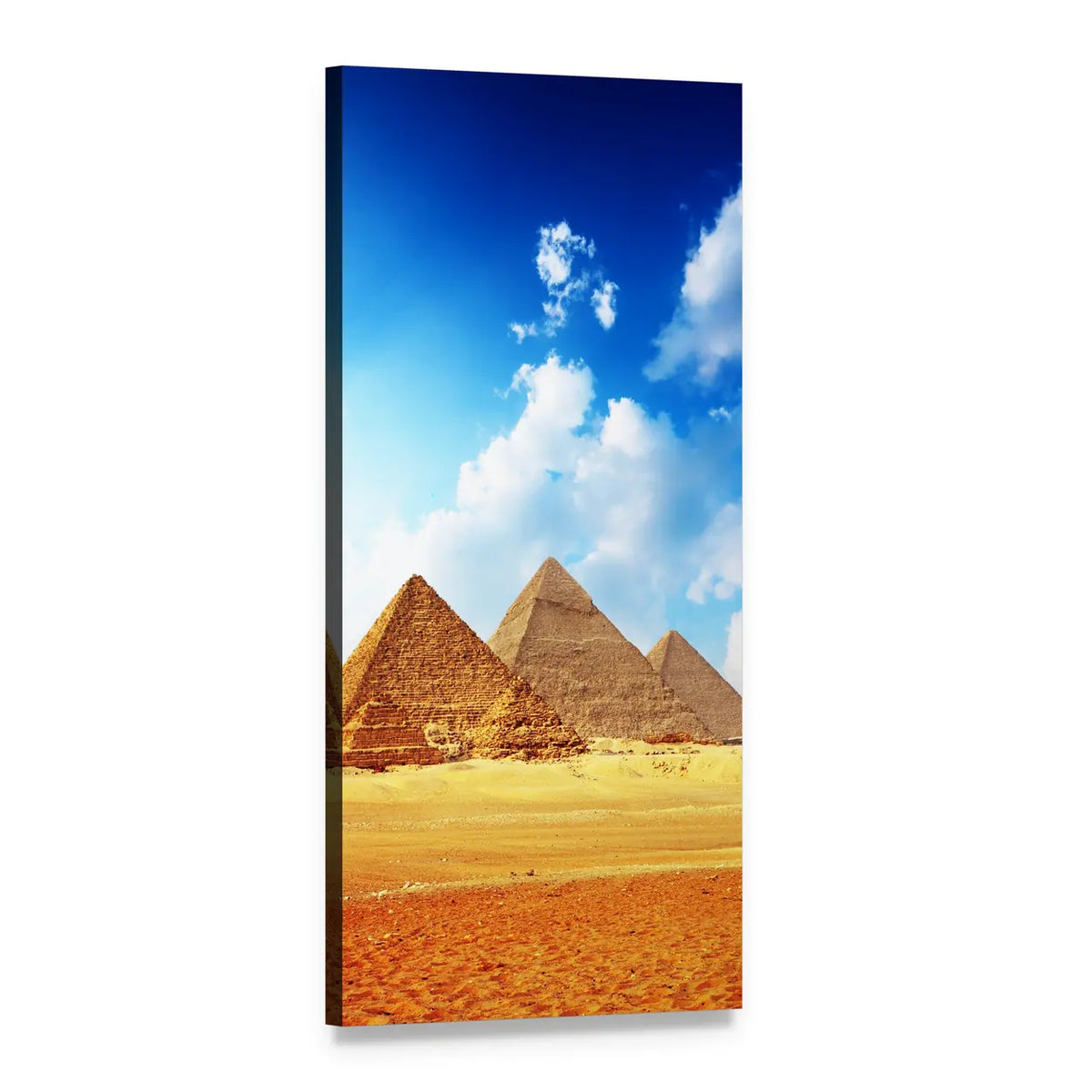 Great Pyramids of Giza Vertical Canvas Wall Art, 1 panel 1 Vertical layout gallery wrapped canvas set, angled product view