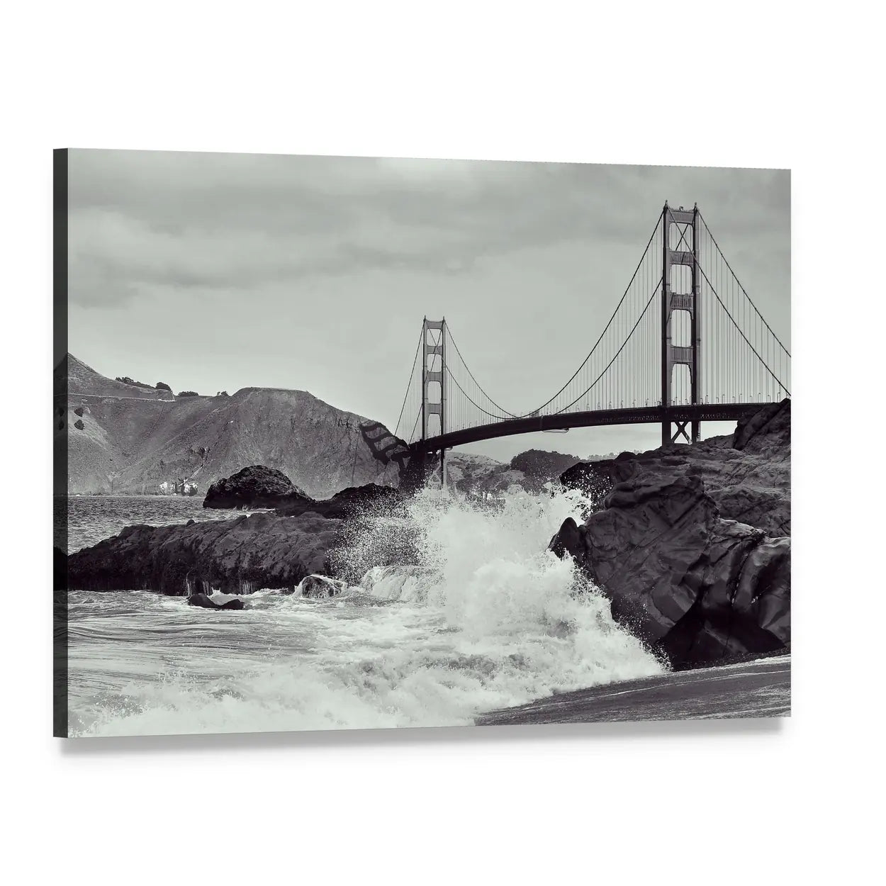 Golden Gate Bridge from the Beach Canvas Wall Art, single panel gallery wrapped canvas, angled product view