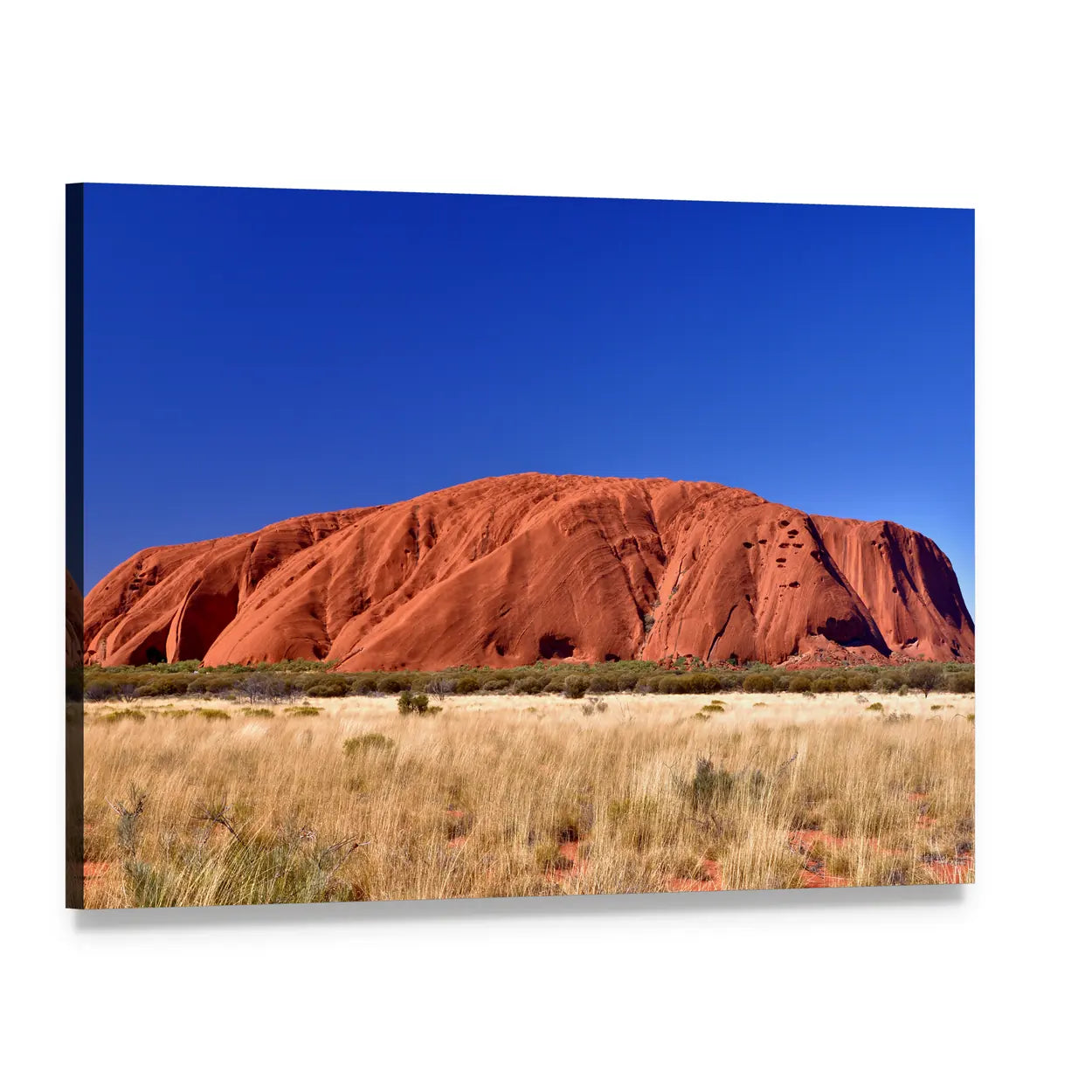 Ayers Rock Uluru Desert Landscape Canvas Wall Art, single panel gallery wrapped canvas, angled product view