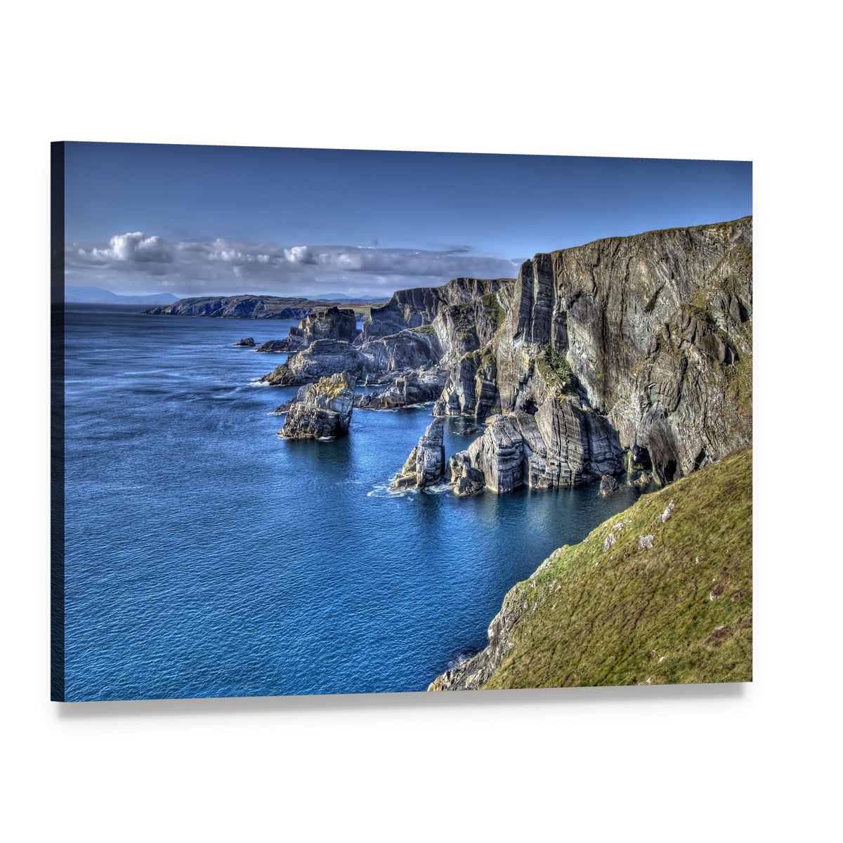Atlantic Coast Cliffs with Sea Stacks Canvas Wall Art, single panel gallery wrapped canvas, angled product view