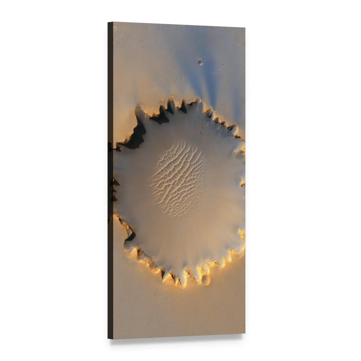 Victoria Crater on Mars Vertical Canvas Wall Art, 1 panel 1 Vertical layout gallery wrapped canvas set, angled product view