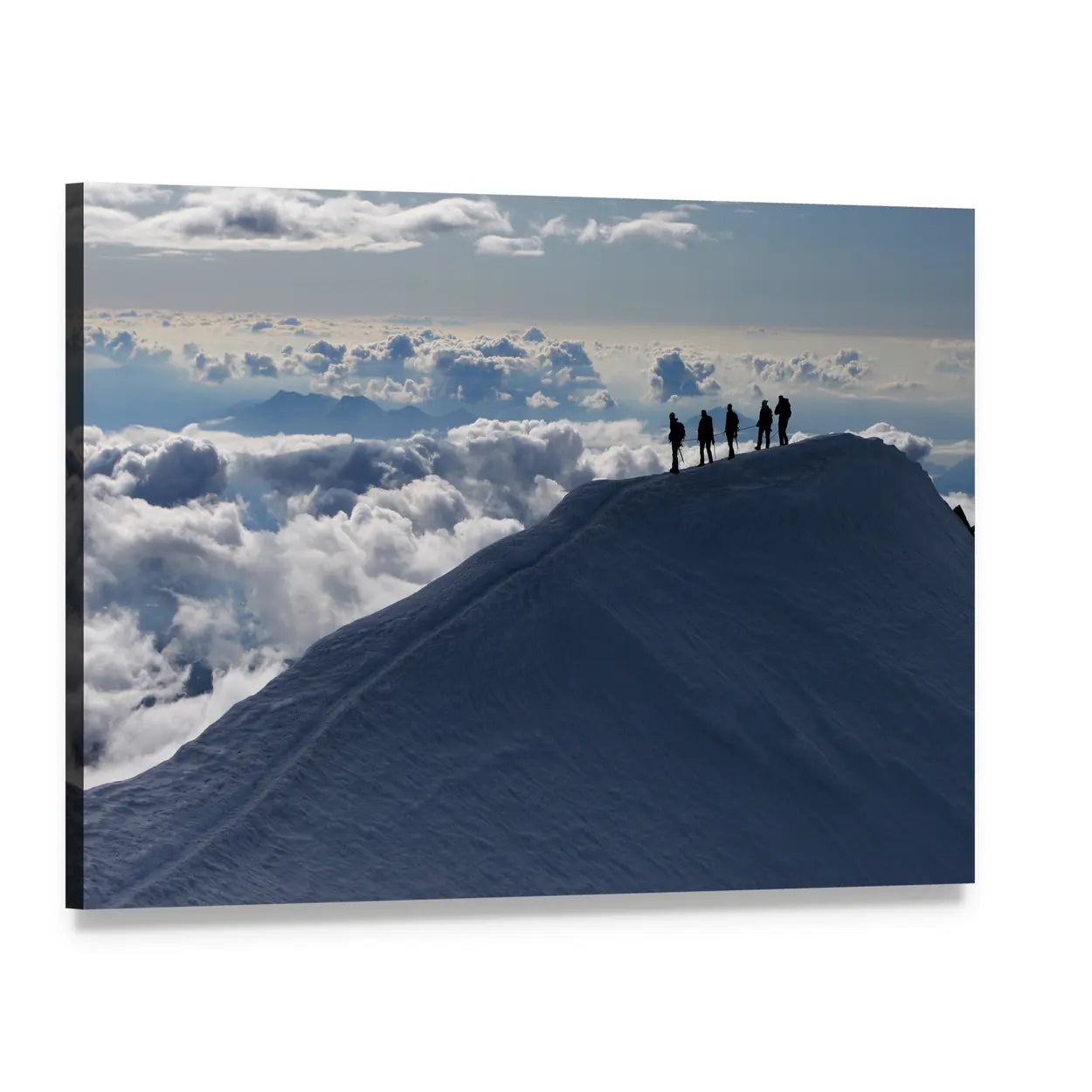 Climbers On Mountain Top Canvas Wall Art, single panel gallery wrapped canvas, angled product view