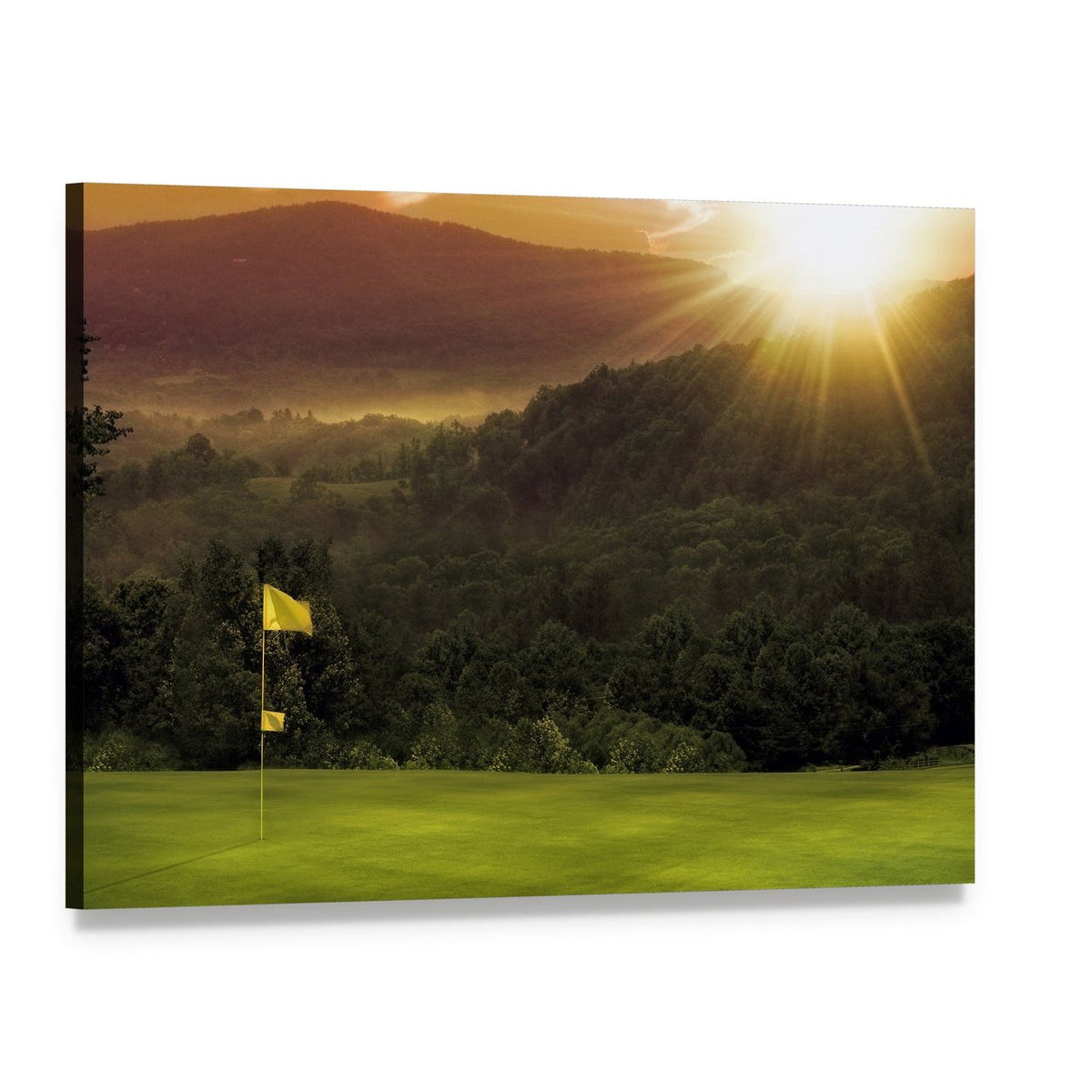 Golf Course Sunset Canvas Wall Art, single panel gallery wrapped canvas, angled product view