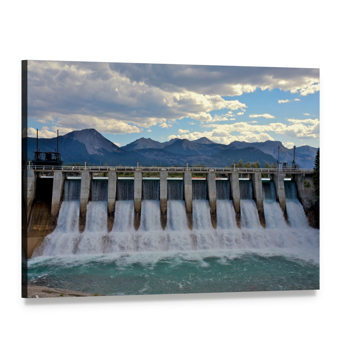 Spillways of a Hydroelectric Dam Canvas Wall Art, single panel gallery wrapped canvas, angled product view