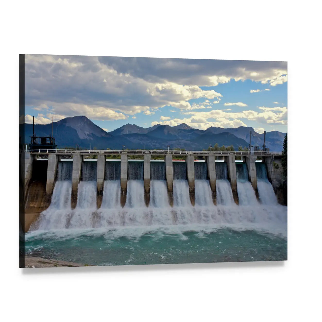 Spillway of a Hydroelectric Dam Canvas Wall Art, single panel gallery wrapped canvas, angled product view