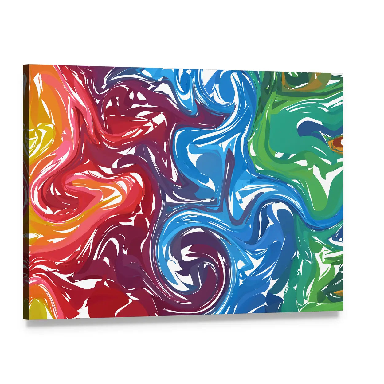 Vibrant Fluid Shapes Composition Canvas Wall Art, single panel gallery wrapped canvas, angled product view