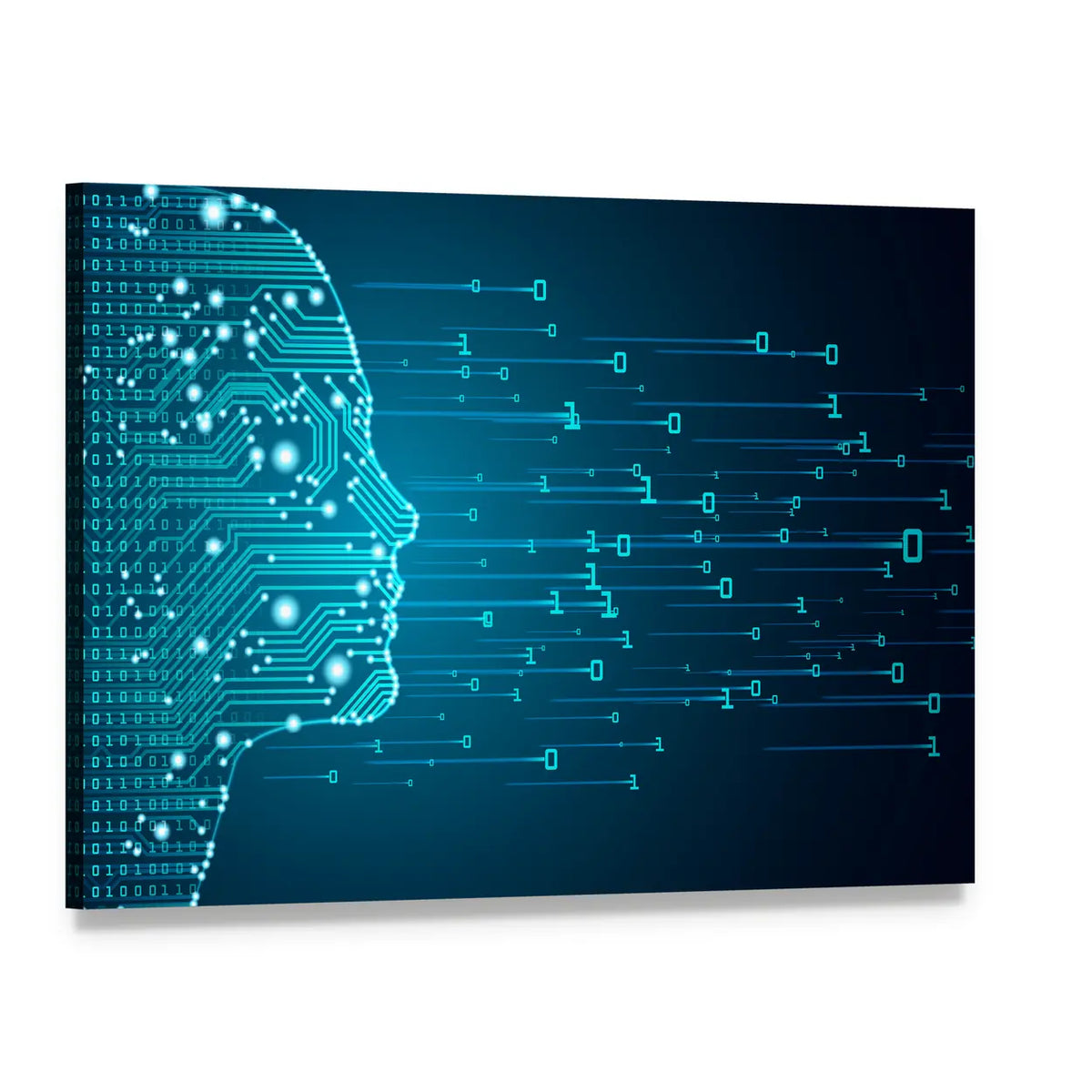 Ai Circuitry Silhouette Canvas Wall Art, single panel gallery wrapped canvas, angled product view