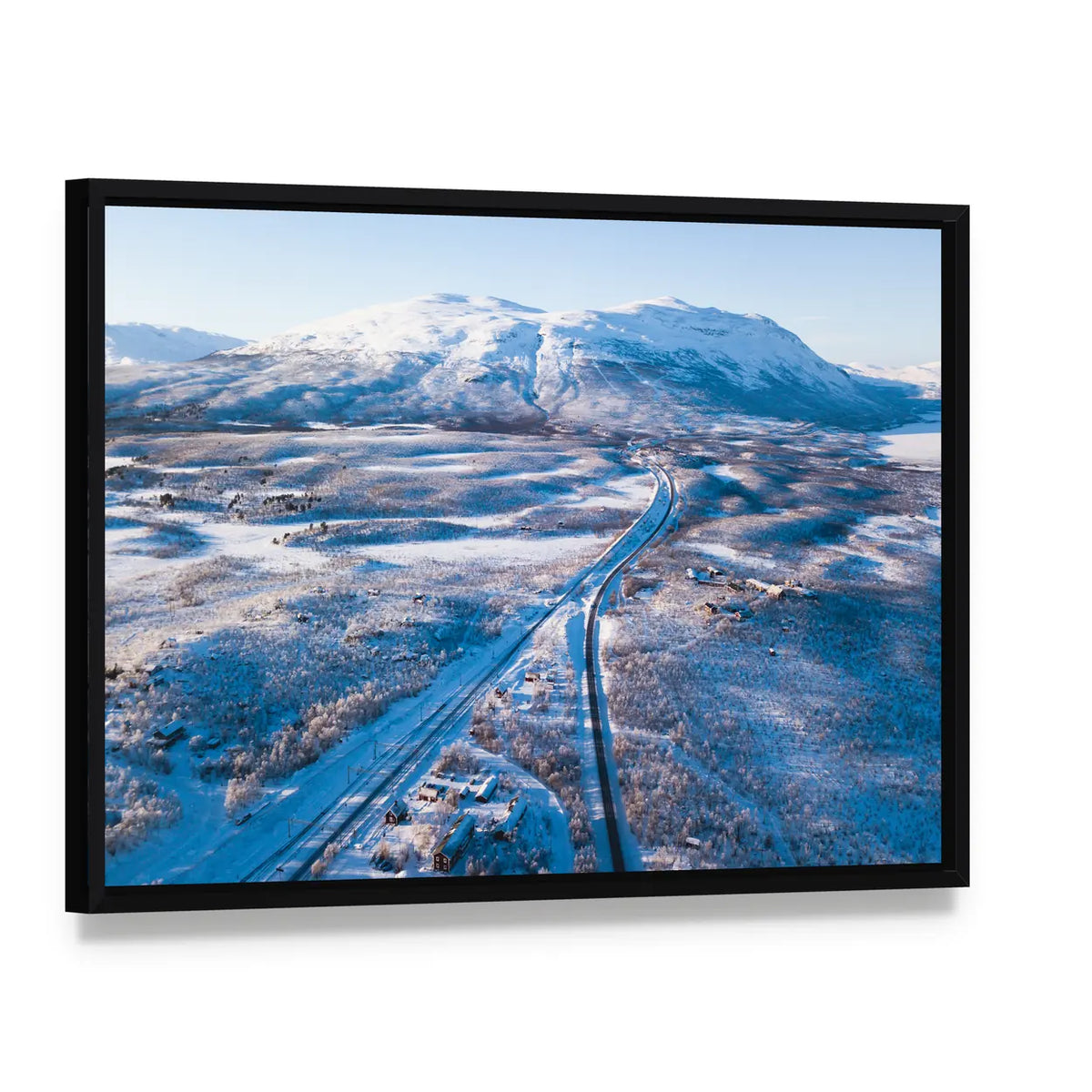 Abisko National Park In Kiruna Municipality Sweden Canvas Wall Art, framed canvas in a black floater frame, angled product view