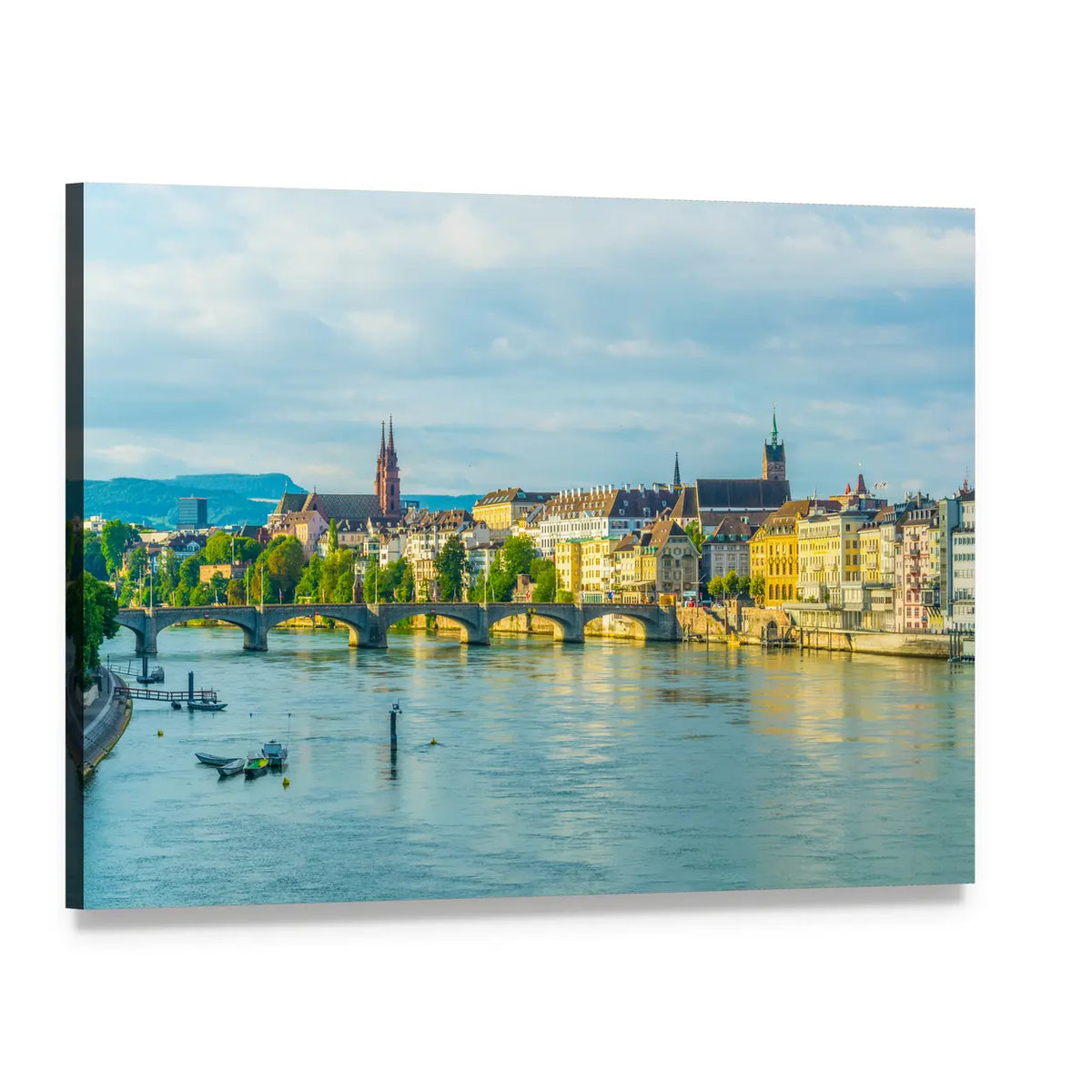 Saint Martin Church in Switzerland Canvas Wall Art, single panel gallery wrapped canvas, angled product view