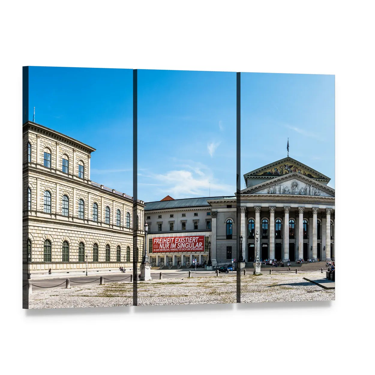 Statue of Maximilian I Canvas Wall Art, 3 panel 3 Horizontal layout gallery wrapped canvas set, angled product view