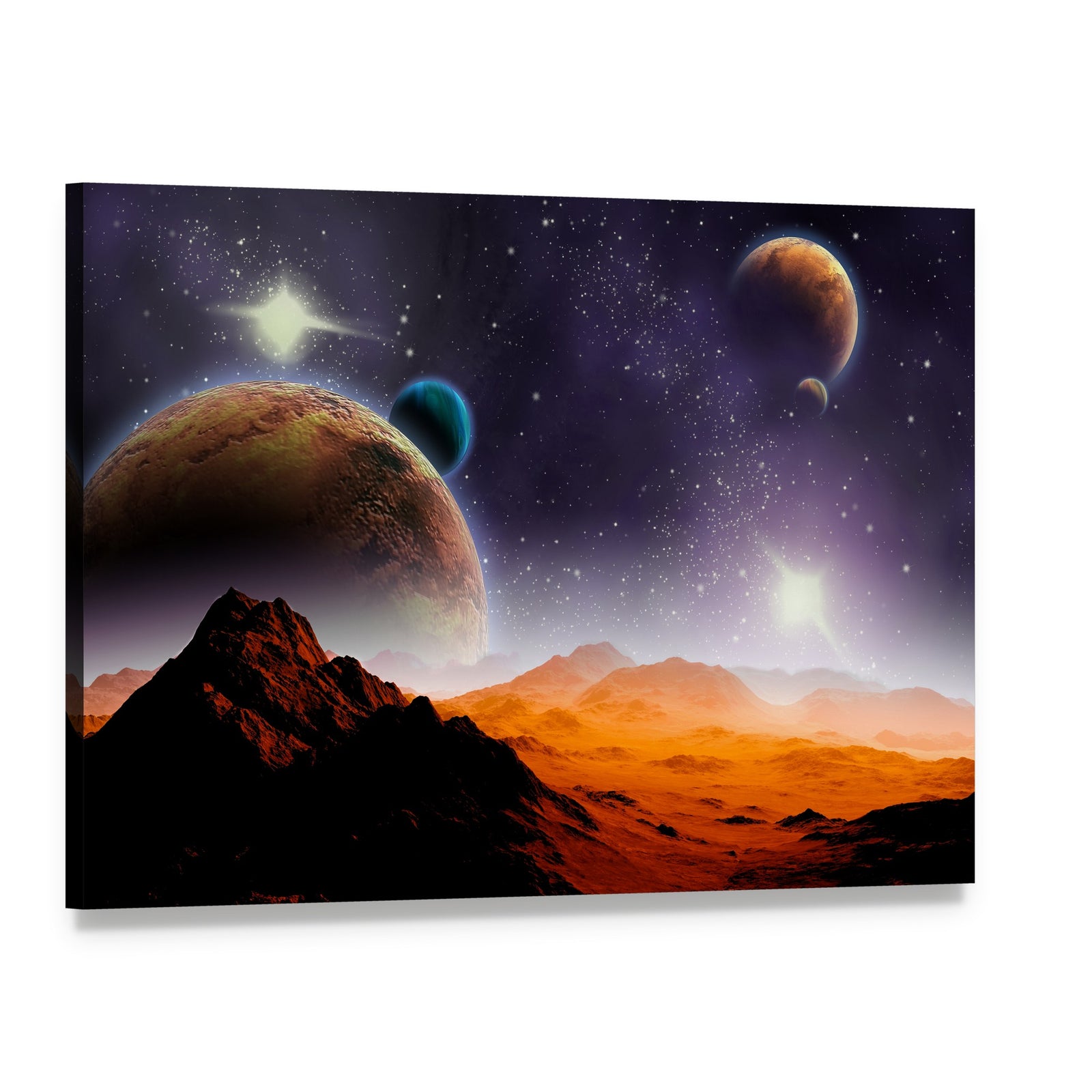 Abstract Deep Space Canvas Wall Art, single panel gallery wrapped canvas, angled product view