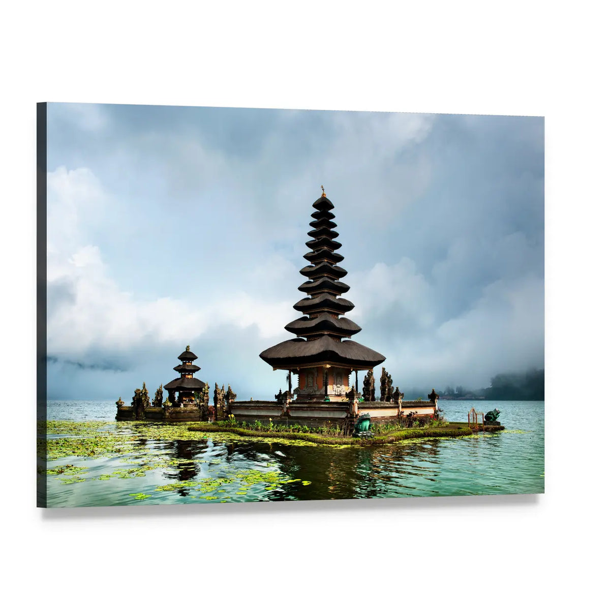 Pura Ulun Danu Bratan Temple Canvas Wall Art, single panel gallery wrapped canvas, angled product view