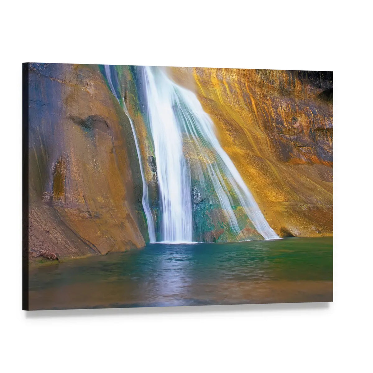 Lower Calf Creek Falls Canvas Wall Art, single panel gallery wrapped canvas, angled product view