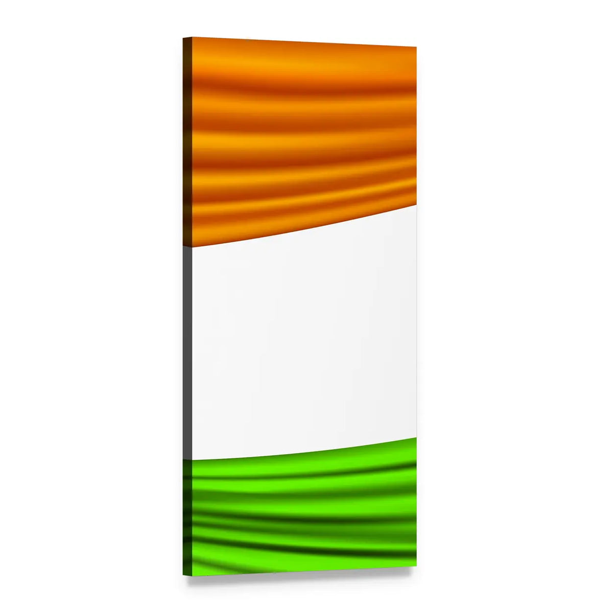Indian Tricolor Flag Vertical Canvas Wall Art, 1 panel 1 Vertical layout gallery wrapped canvas set, angled product view
