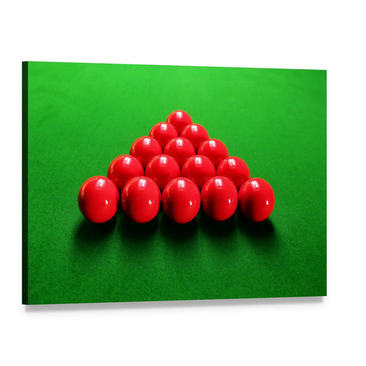 Snooker Balls in Triangle Formation Canvas Wall Art, single panel gallery wrapped canvas, angled product view