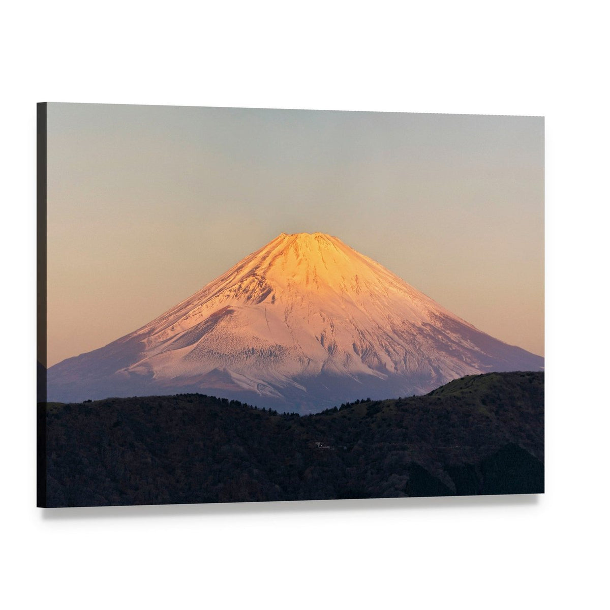 Snow-capped Mount Fuji at Sunrise Canvas Wall Art, single panel gallery wrapped canvas, angled product view