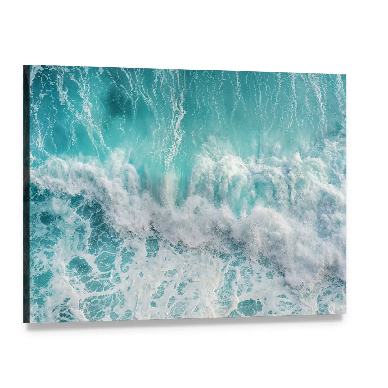 Aerial View Of The Ocean Wave Canvas Wall Art, single panel gallery wrapped canvas, angled product view