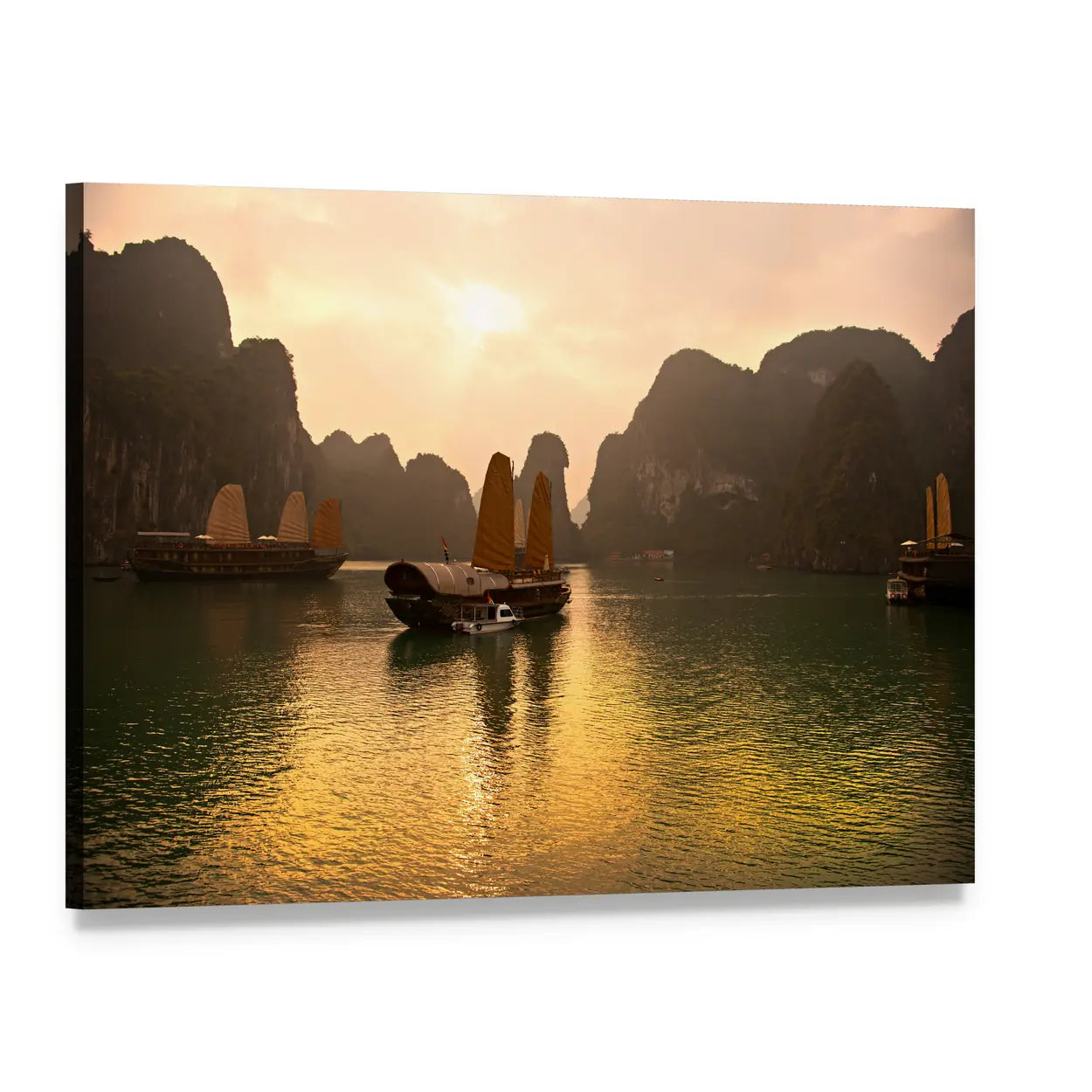Sunrise Over Halong Bay Canvas Wall Art, single panel gallery wrapped canvas, angled product view