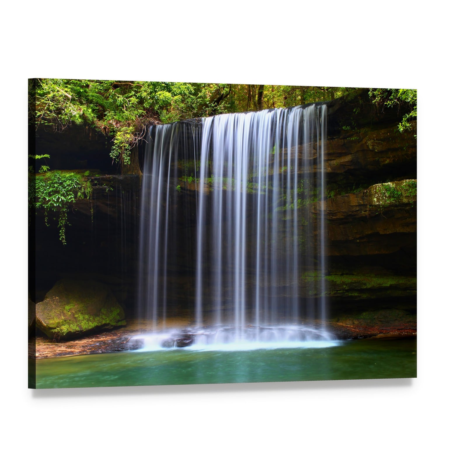 Caney Creek Waterfalls Canvas Wall Art, single panel gallery wrapped canvas, angled product view