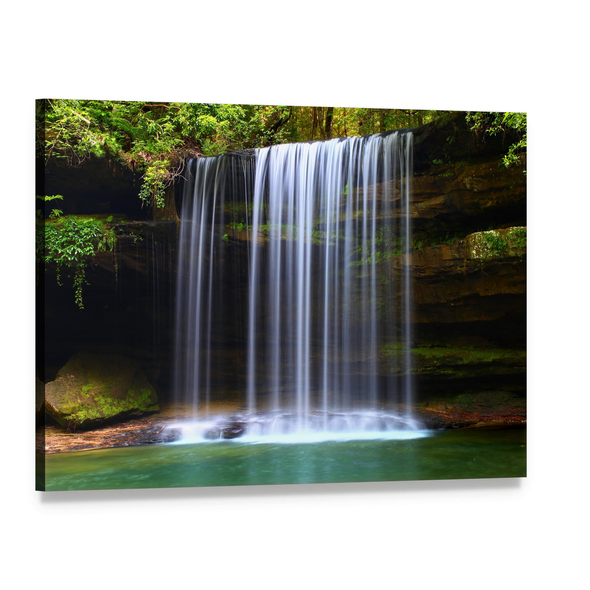 Caney Creek Waterfalls Canvas Wall Art, single panel gallery wrapped canvas, angled product view