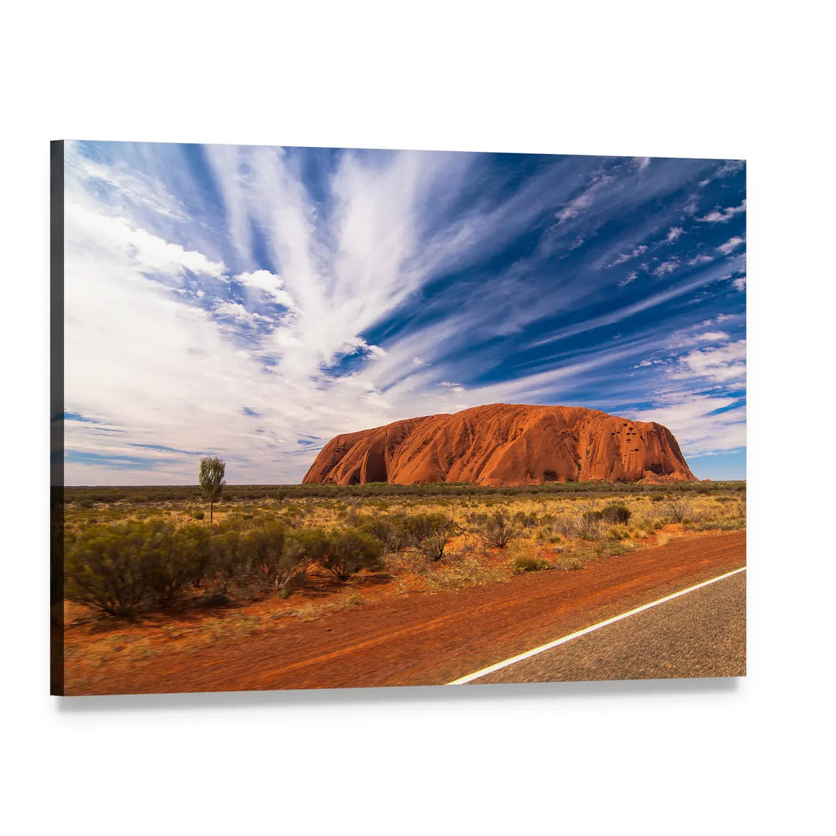 White Clouds Over Ayers Rock, Australia Canvas Wall Art, single panel gallery wrapped canvas, angled product view