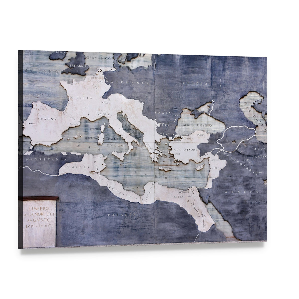 Great Roman Empire Vintage Map Canvas Wall Art, single panel gallery wrapped canvas, angled product view