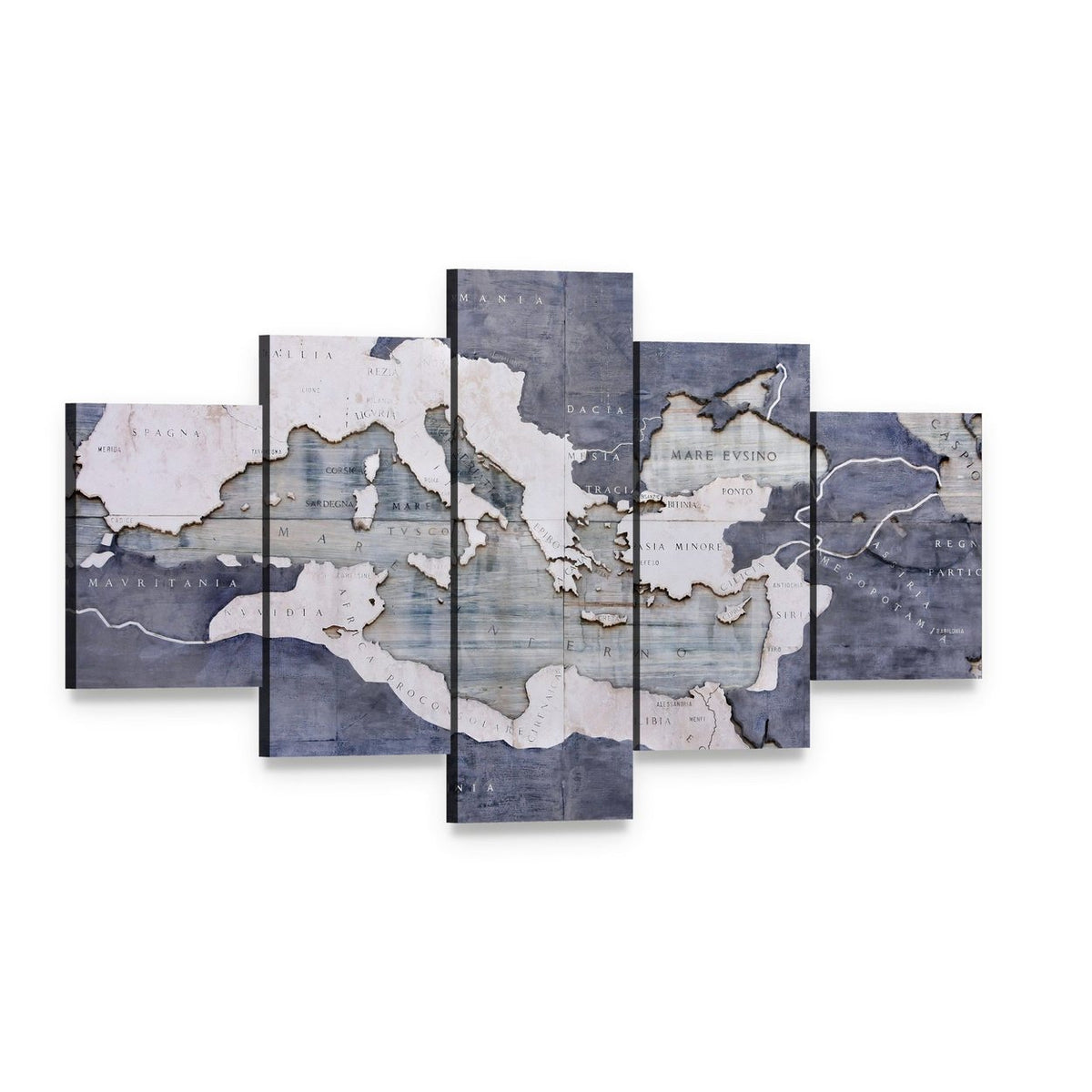 Great Roman Empire Vintage Map Canvas Wall Art, 5 panel 5 Star layout gallery wrapped canvas set, angled product view