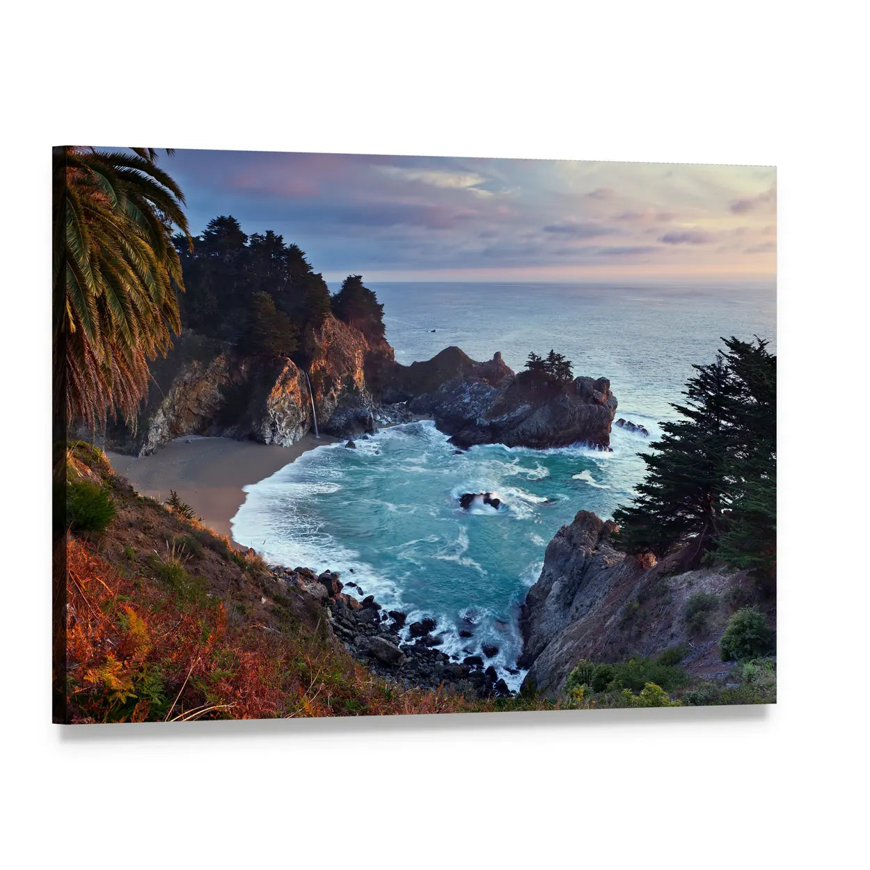 Mcway Falls, California at Sunset Canvas Wall Art, single panel gallery wrapped canvas, angled product view