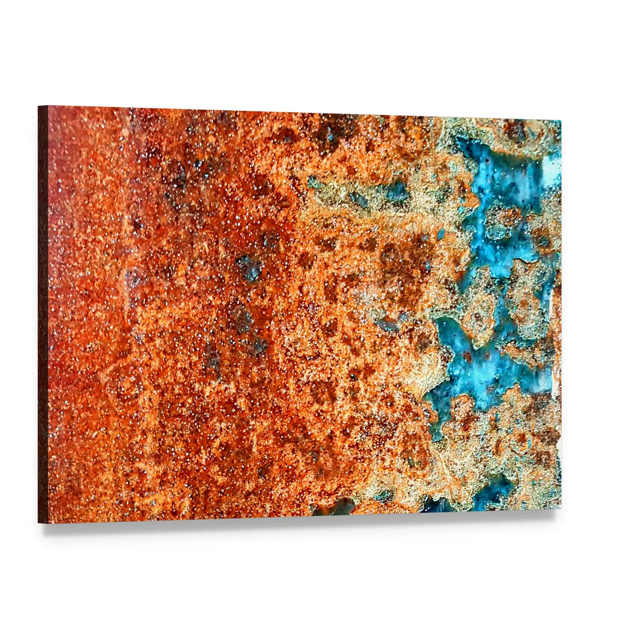 Rust Patterns In Steel Canvas Wall Art, single panel gallery wrapped canvas, angled product view