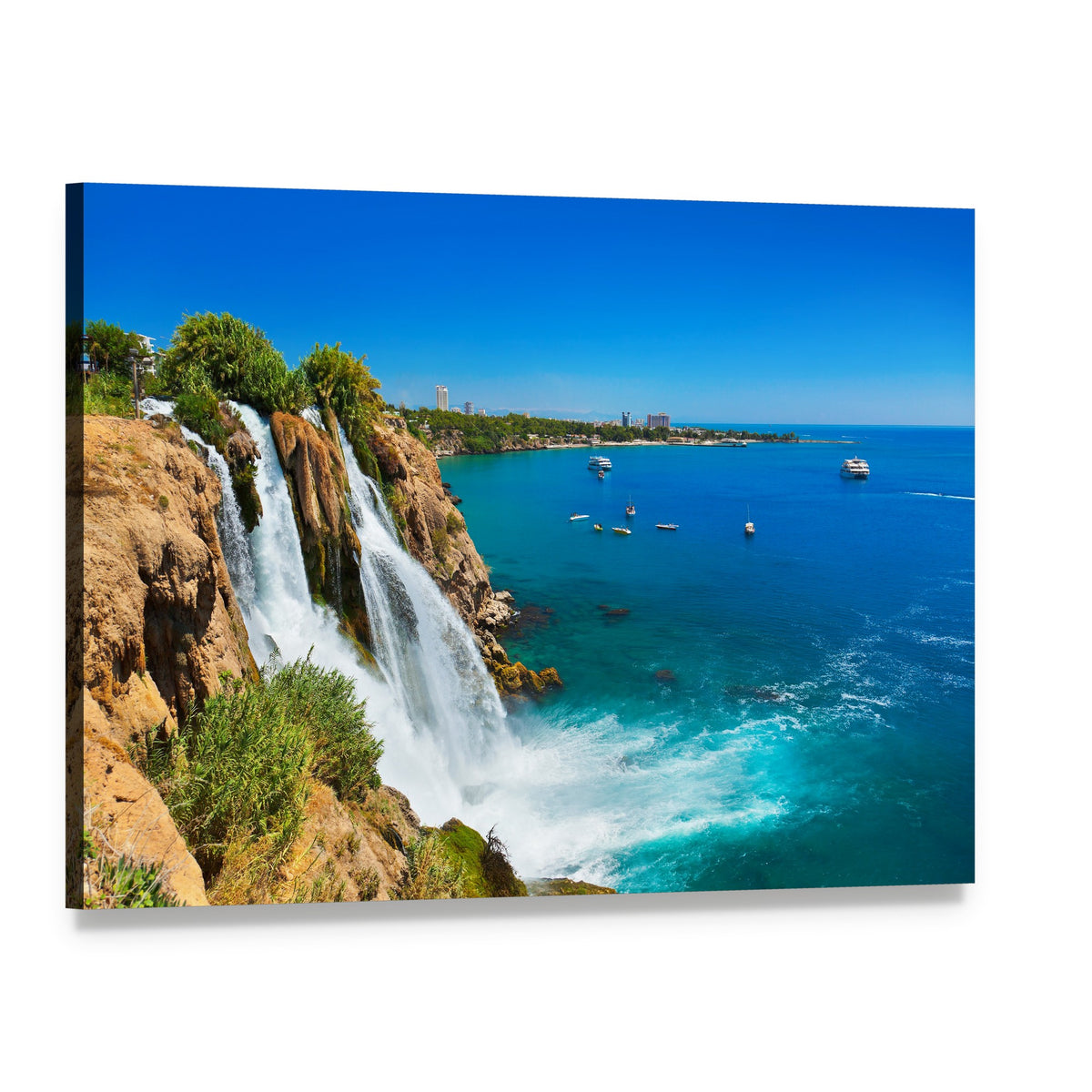 Waterfall Duden at Antalya Turkey Canvas Wall Art, single panel gallery wrapped canvas, angled product view