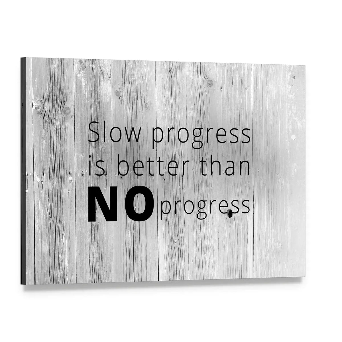 Keep Working Quote on White-washed Wood Canvas Wall Art, single panel gallery wrapped canvas, angled product view