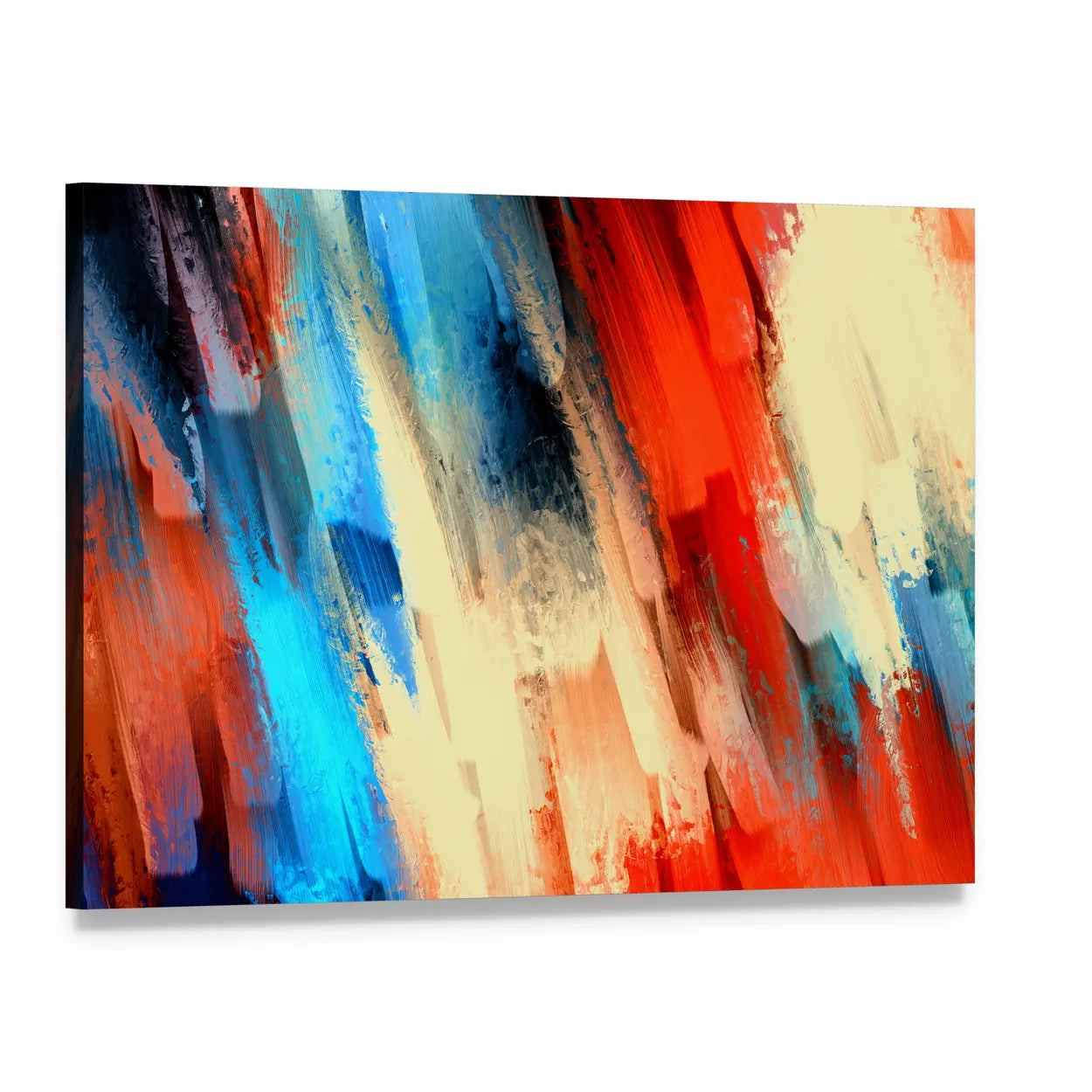 Dynamic Diagonal Brushstrokes Oil Painting Canvas Wall Art, single panel gallery wrapped canvas, angled product view
