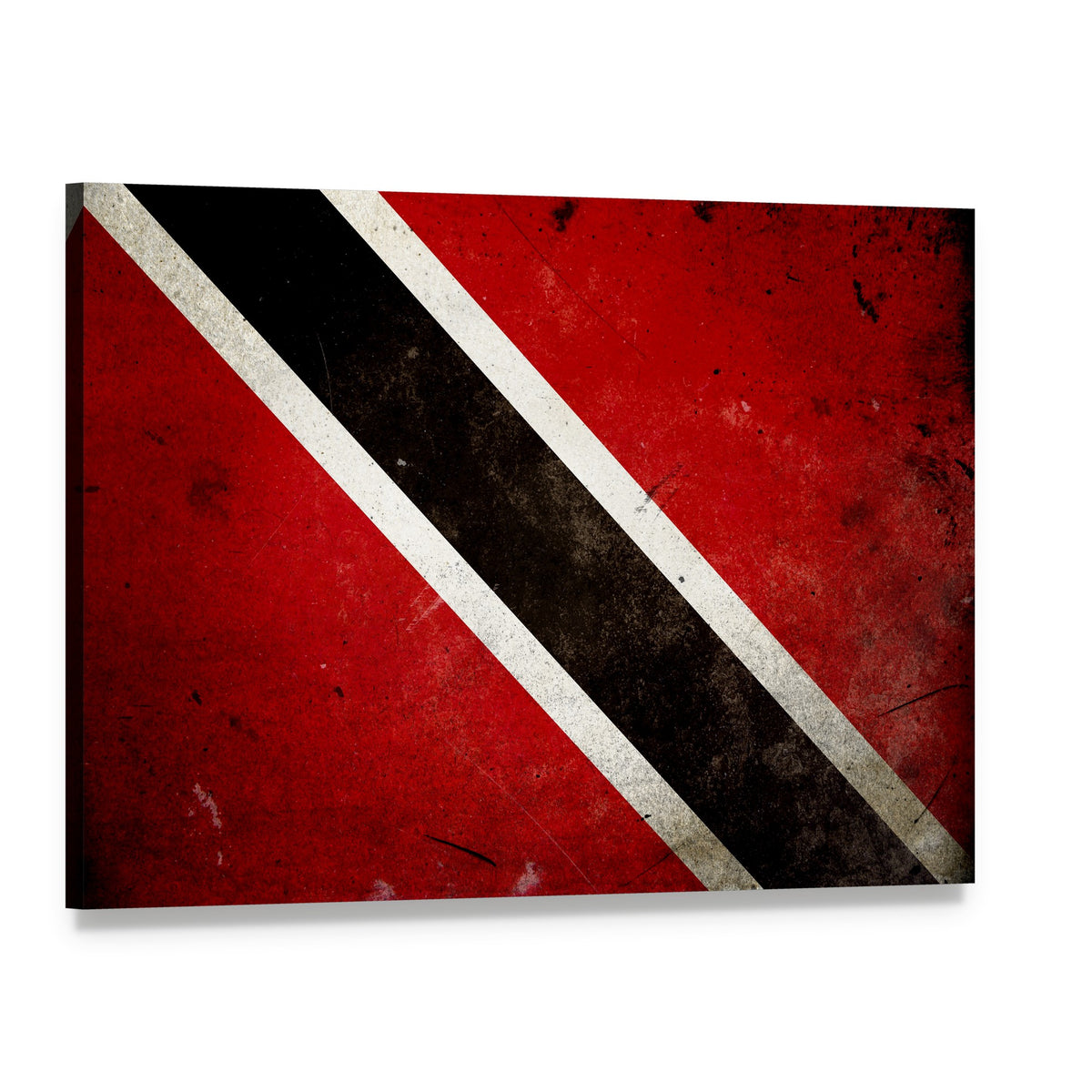 Trinidad and Tobago Flag Distressed Vintage Canvas Wall Art, single panel gallery wrapped canvas, angled product view