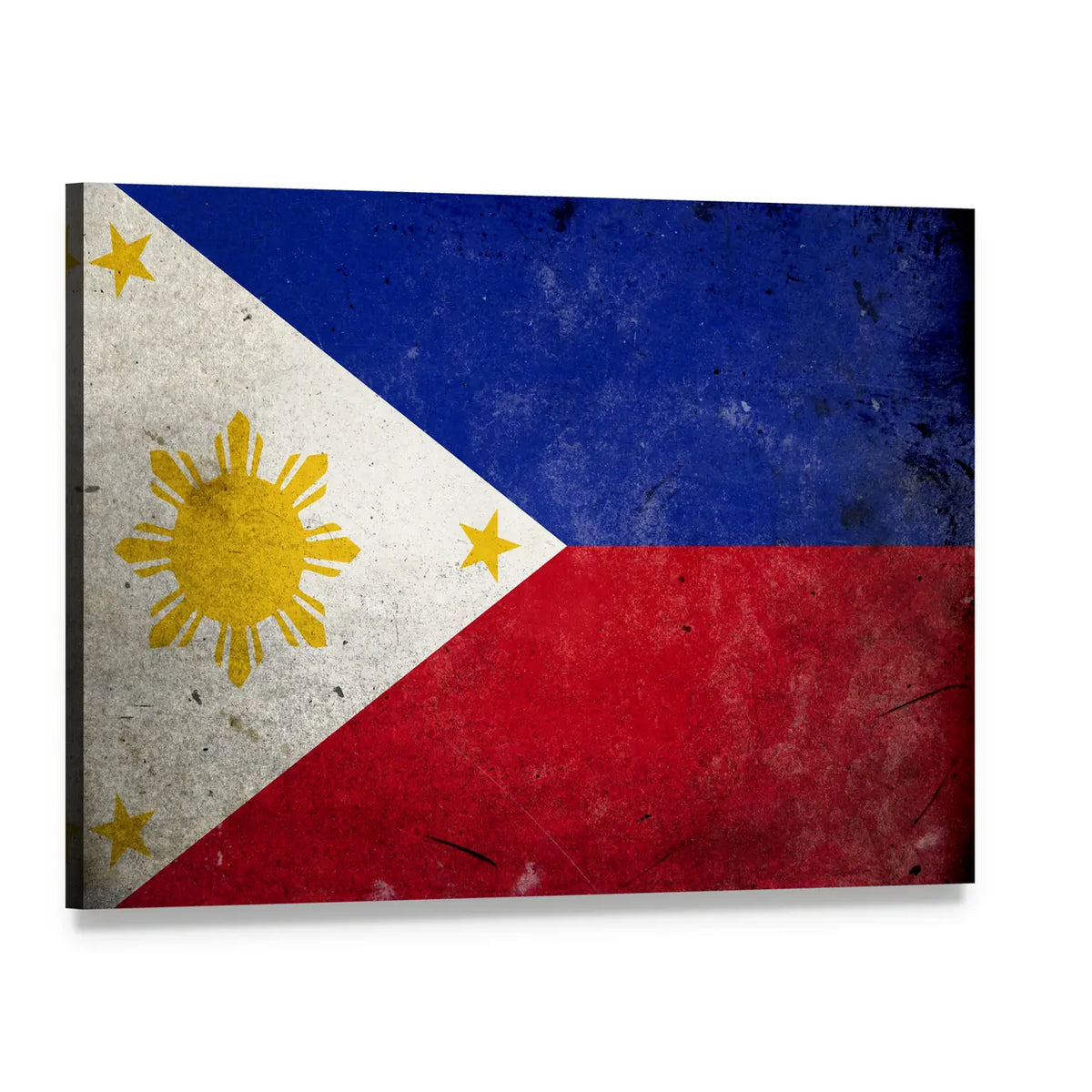 Weathered Philippines Flag Canvas Wall Art, single panel gallery wrapped canvas, angled product view