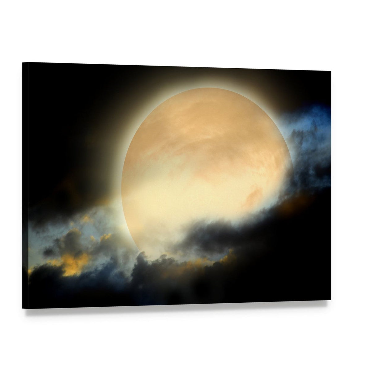 Moon at Night Canvas Wall Art, single panel gallery wrapped canvas, angled product view