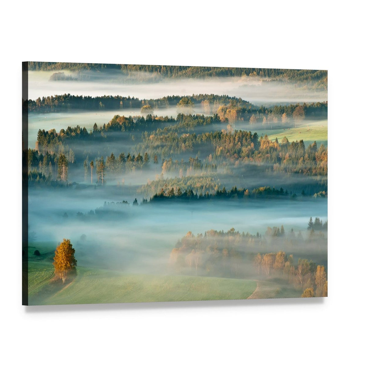 Sunrise Over the Mountains of Czech-saxony Canvas Wall Art, single panel gallery wrapped canvas, angled product view