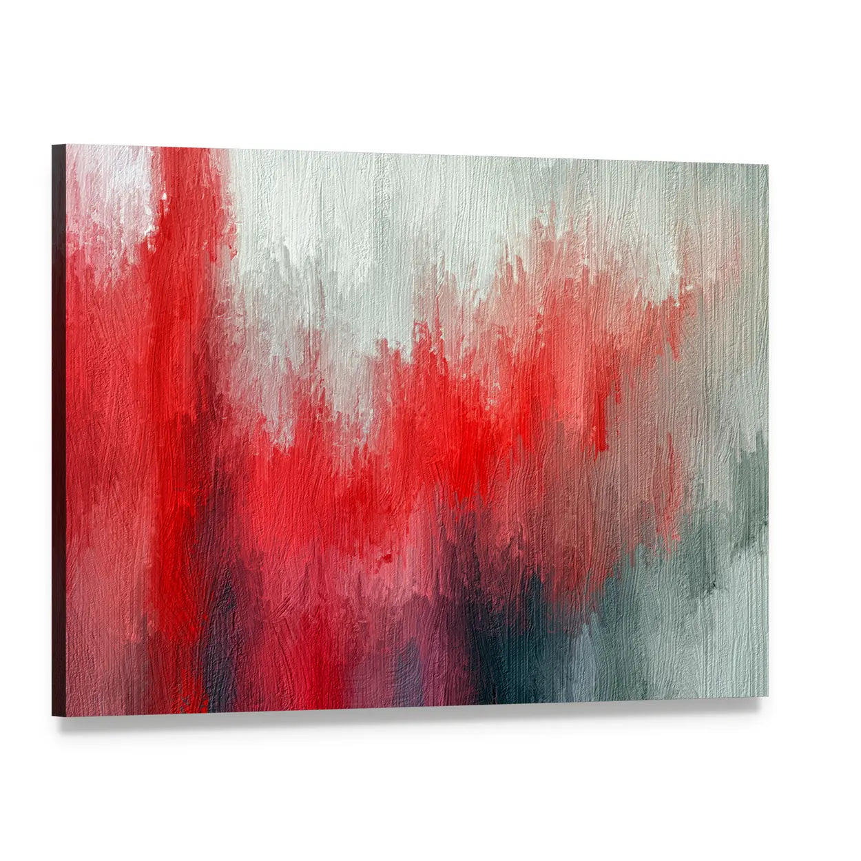 Twilight Red Abstract Canvas Wall Art, single panel gallery wrapped canvas, angled product view