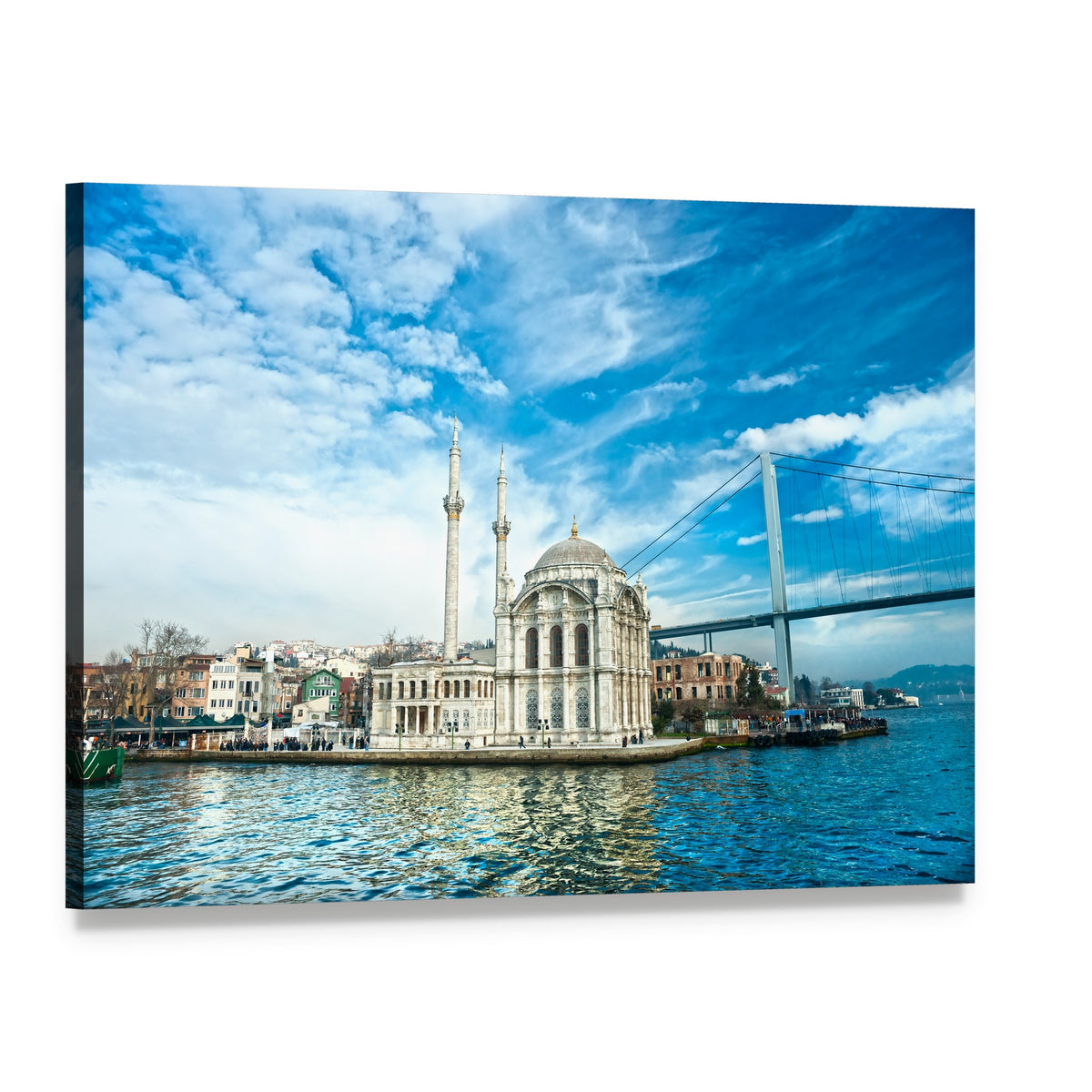 Ortakoy Mosque Canvas Wall Art, single panel gallery wrapped canvas, angled product view
