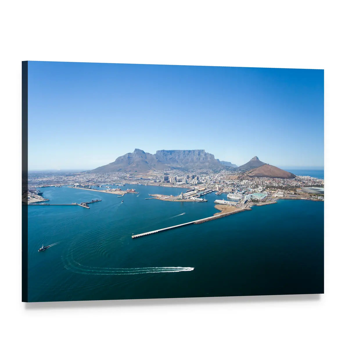 Aerial View of Cape Town and Table Mountain Canvas Wall Art, single panel gallery wrapped canvas, angled product view