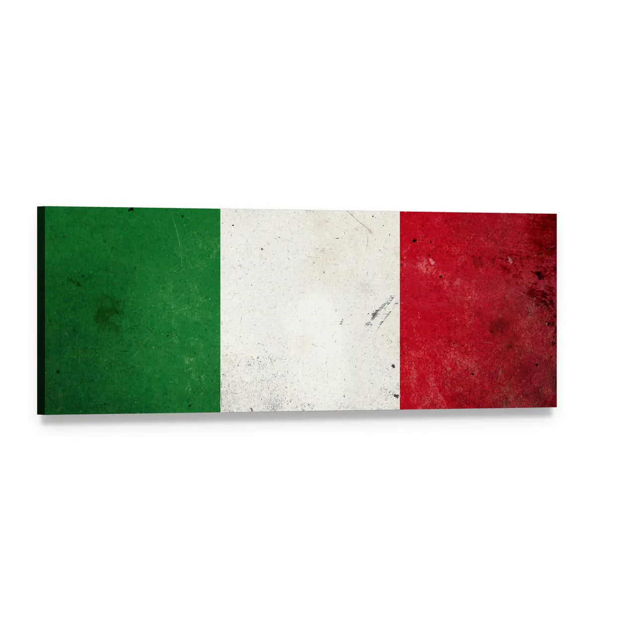 Vintage Italian Tricolor Flag Panoramic Canvas Wall Art, single panel gallery wrapped canvas, angled product view