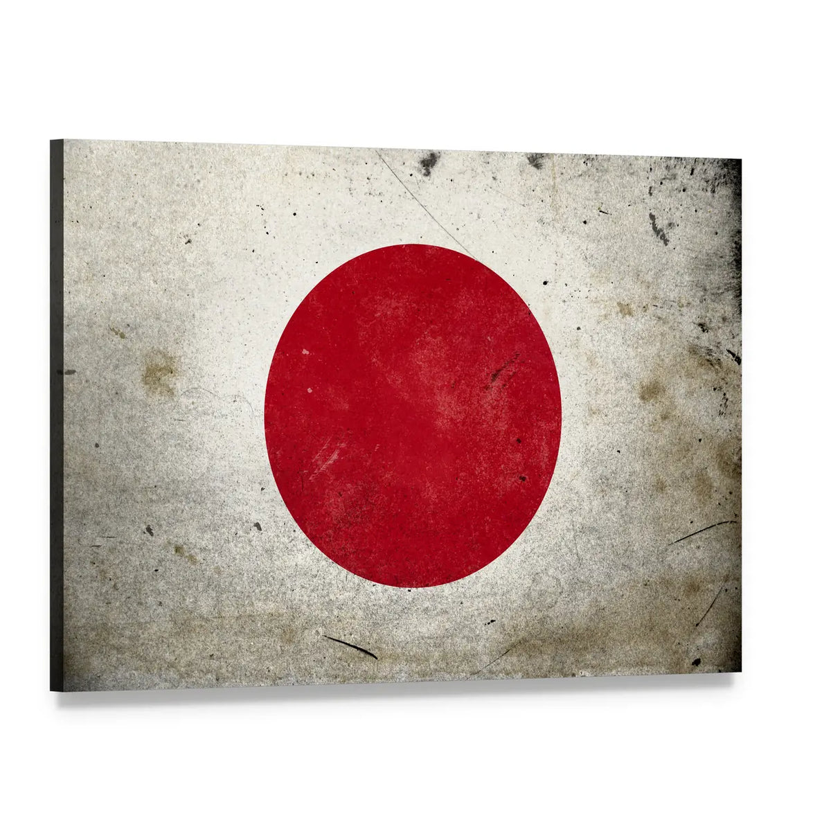 Weathered Hinomaru Flag Canvas Wall Art, single panel gallery wrapped canvas, angled product view