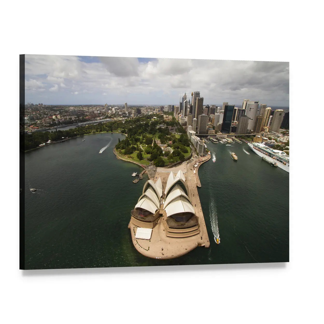Aerial View of Sydney Harbour Canvas Wall Art, single panel gallery wrapped canvas, angled product view