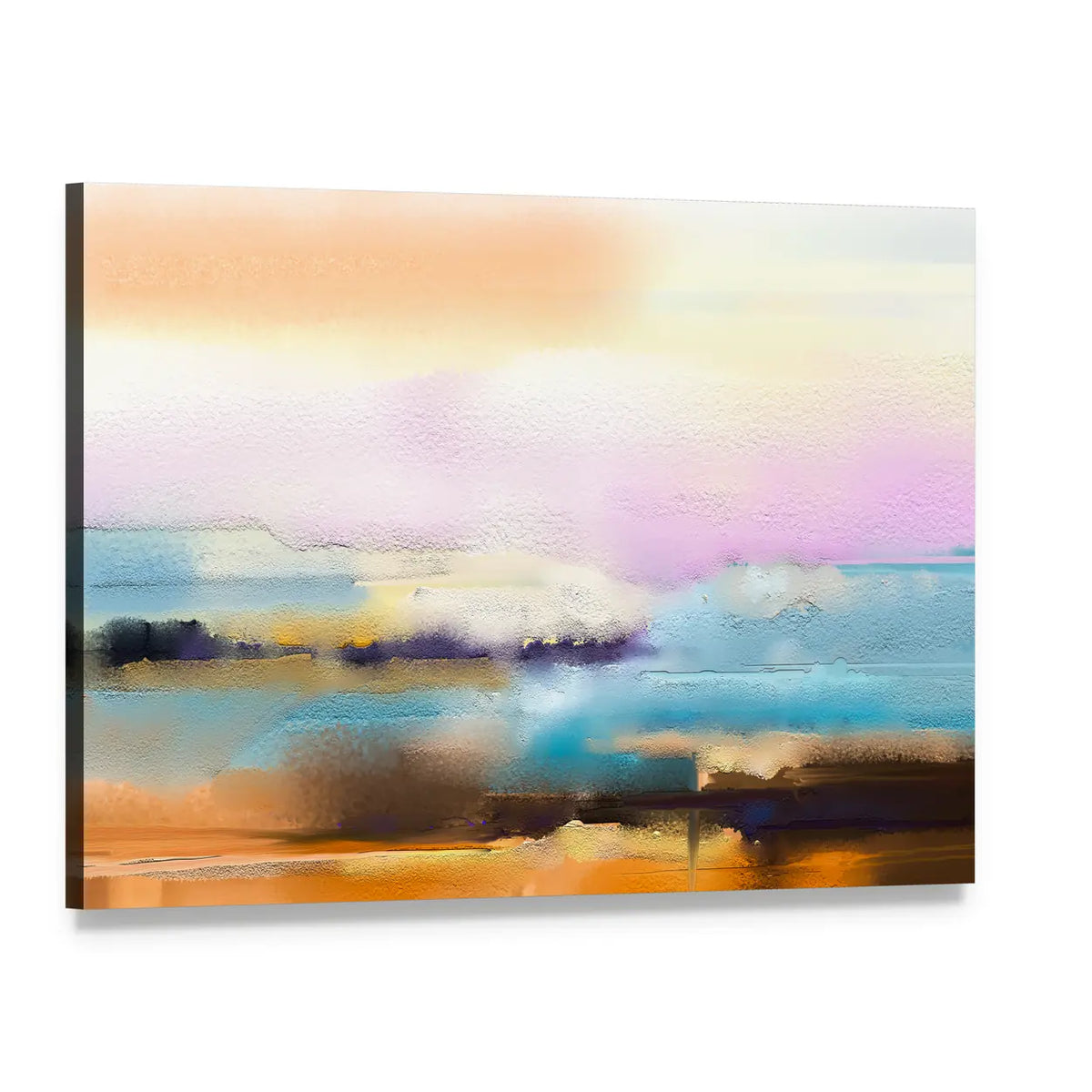 Impasto Abstract Horizon in Sunrise Colors Canvas Wall Art, single panel gallery wrapped canvas, angled product view