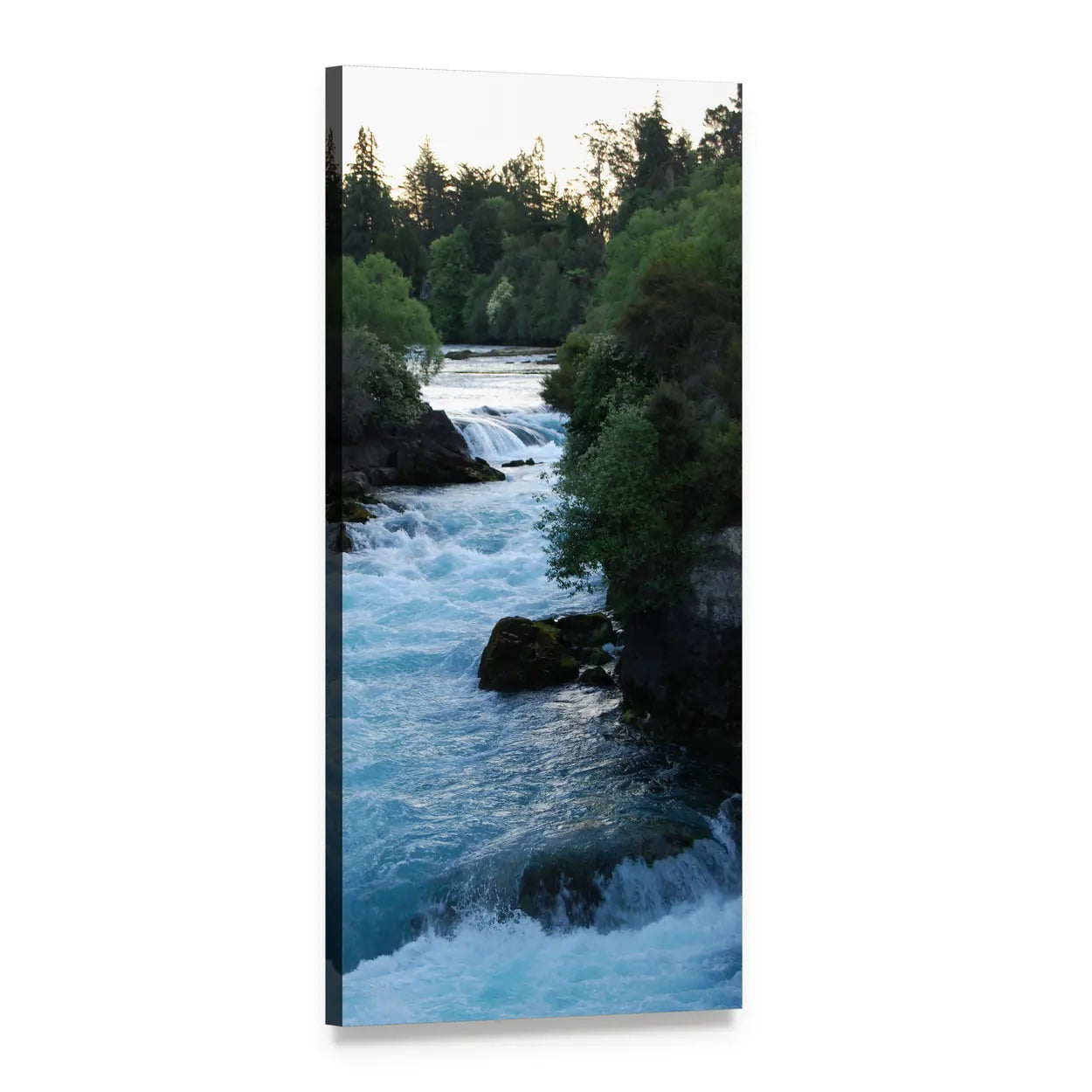 Huka Falls, New Zealand Vertical Canvas Wall Art, 1 panel 1 Vertical layout gallery wrapped canvas set, angled product view