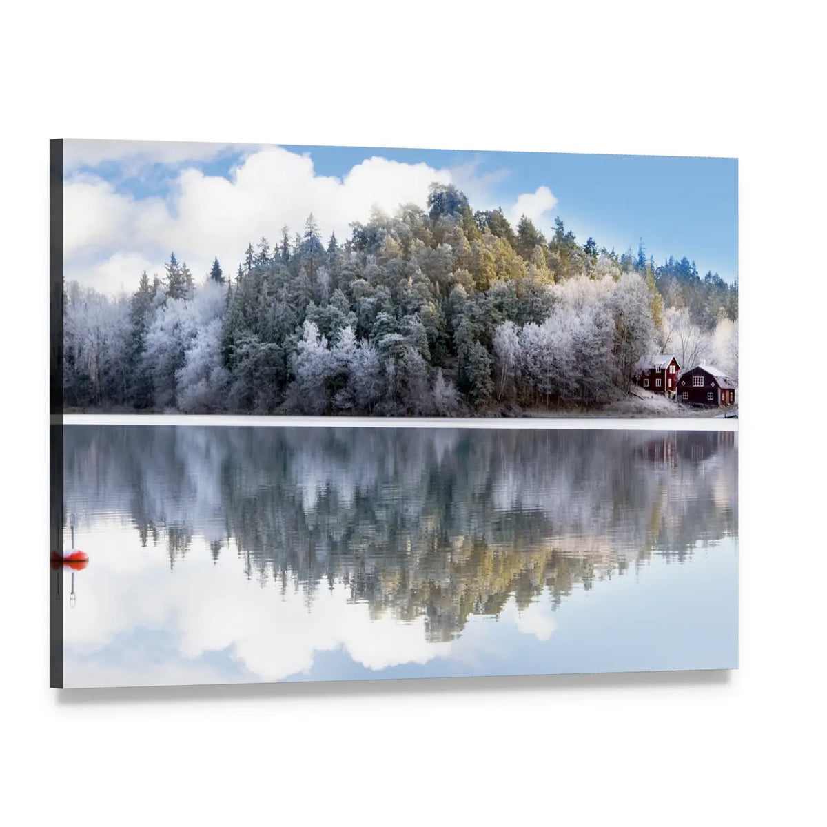 House By Lake Hill In Sweden Canvas Wall Art, single panel gallery wrapped canvas, angled product view