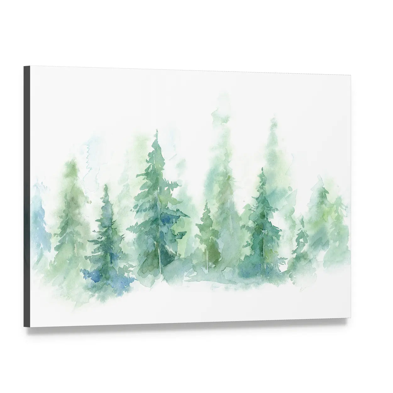 Foggy Winter Forest Canvas Wall Art, single panel gallery wrapped canvas, angled product view