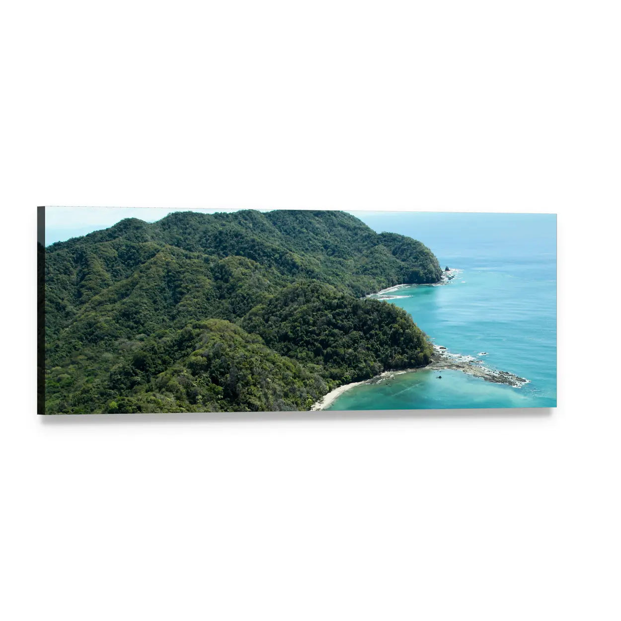 Ballena Bay Costa Rica Tropical Coast Panoramic Canvas Wall Art, single panel gallery wrapped canvas, angled product view