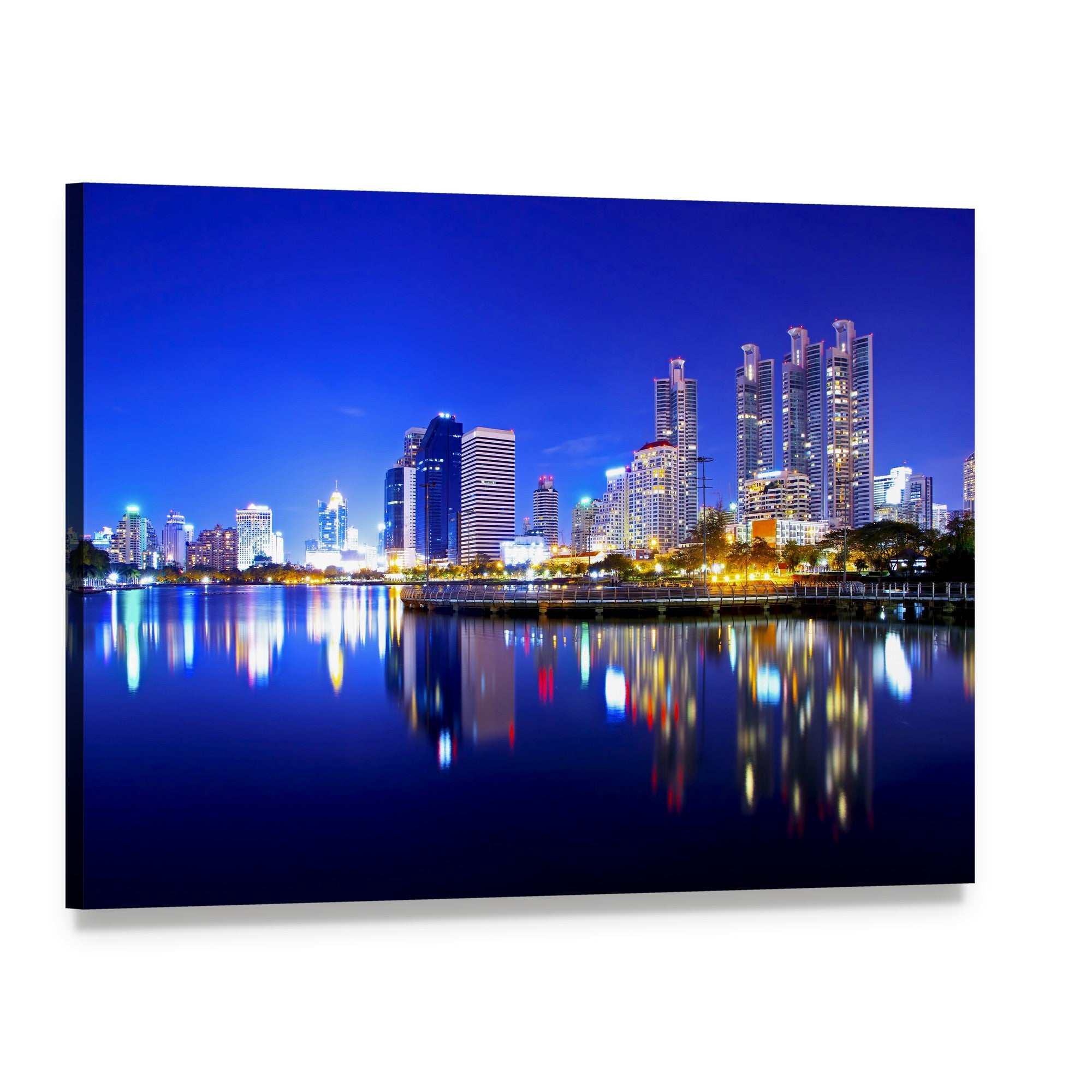 Bangkok City Downtown Canvas Wall Art, single panel gallery wrapped canvas, angled product view